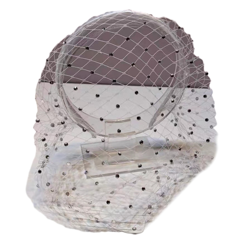 Diademas velo caladas misteriosas y sexis para mujer, diademas decorativas malla para cara, aros para para para: Blanco