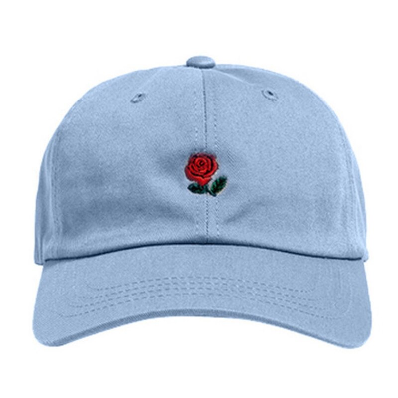 Kvinner menn rose broderi caps bomull baseball cap gutter jenter snapback hip hop lue snapback cap solskjerm pappa hatter: Ql