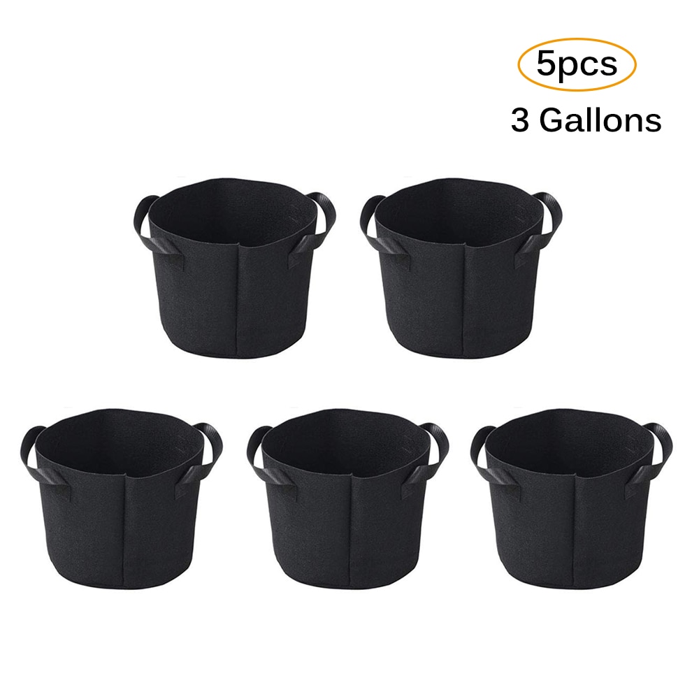 5 stuks 3/5/7 gallon zwarte plantengroeizak groentebloempot container diy aardappeltuinpot plantboerderij thuisgroeizak: 3 gallon