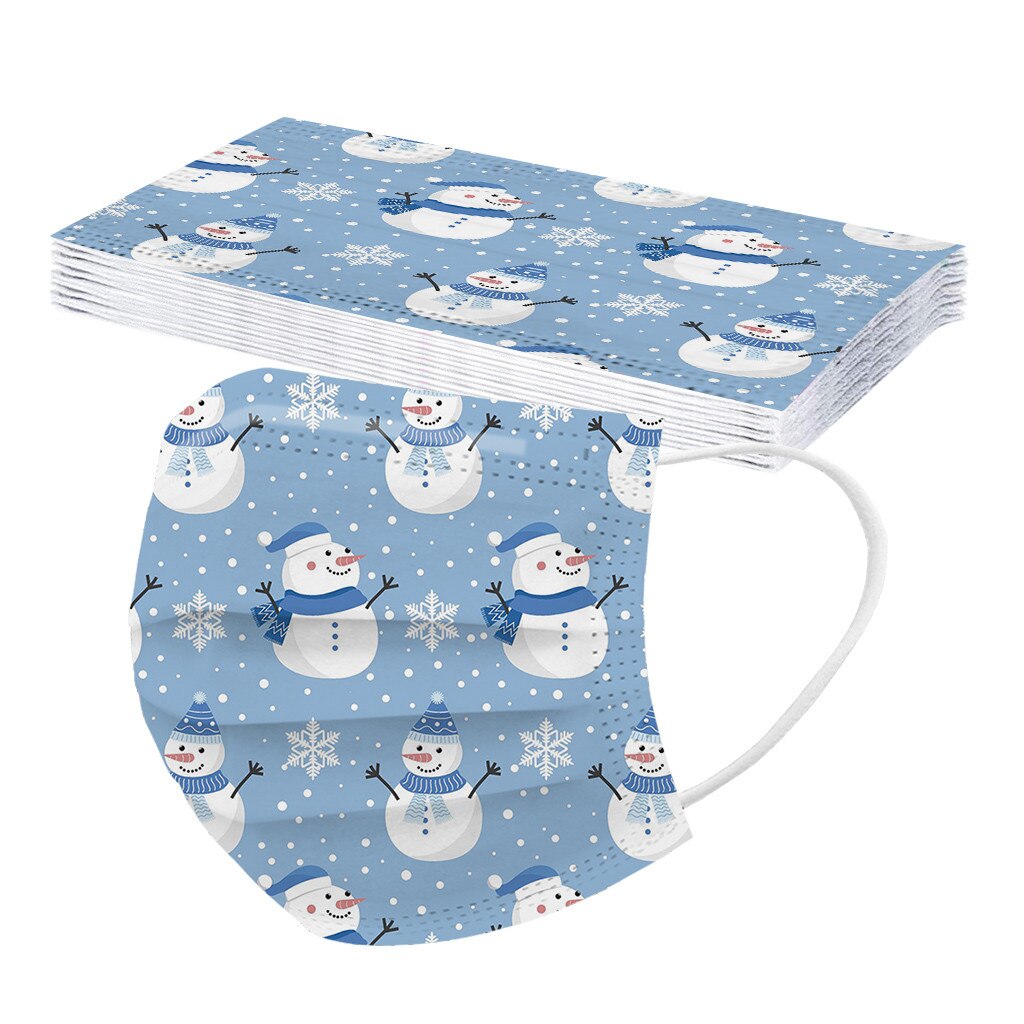25# 10pc kindermaskers met kerstprint, wegwerpmaskers, stofdicht masker, anti-stofmaskers met oorlussen en oorlussen.: 7