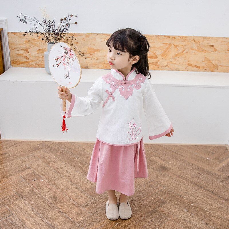 Children's Chinese Folk Dance Costume - Hanfu Stage Wear - Spandex - Girls' National Costume