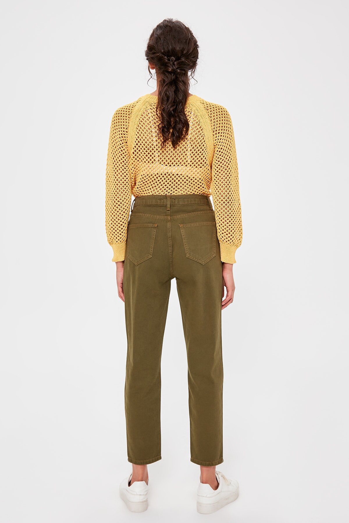 Trendyol Khaki High Waist Mom Jeans TWOAW20JE0187