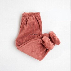 Pyjama en molleton de corail pour femmes, pantalon chauffant thermique, ample, Simple, Chic, loisirs, fourrure, , automne et hiver: red