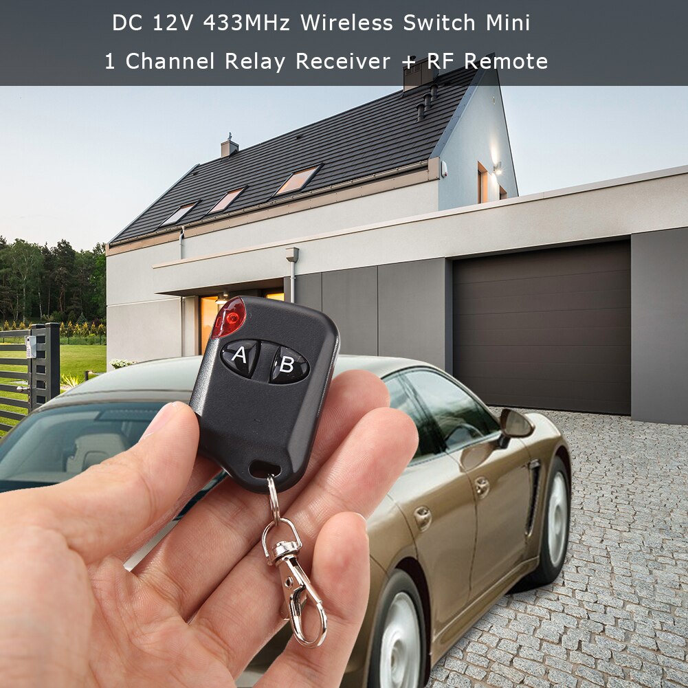12V 433Mhz Afstandsbediening Draadloze Schakelaar Mini 1 Kanaal Relais Ontvanger Zender Elektrische Garagedeur Gate Auto Afstandsbediening clone