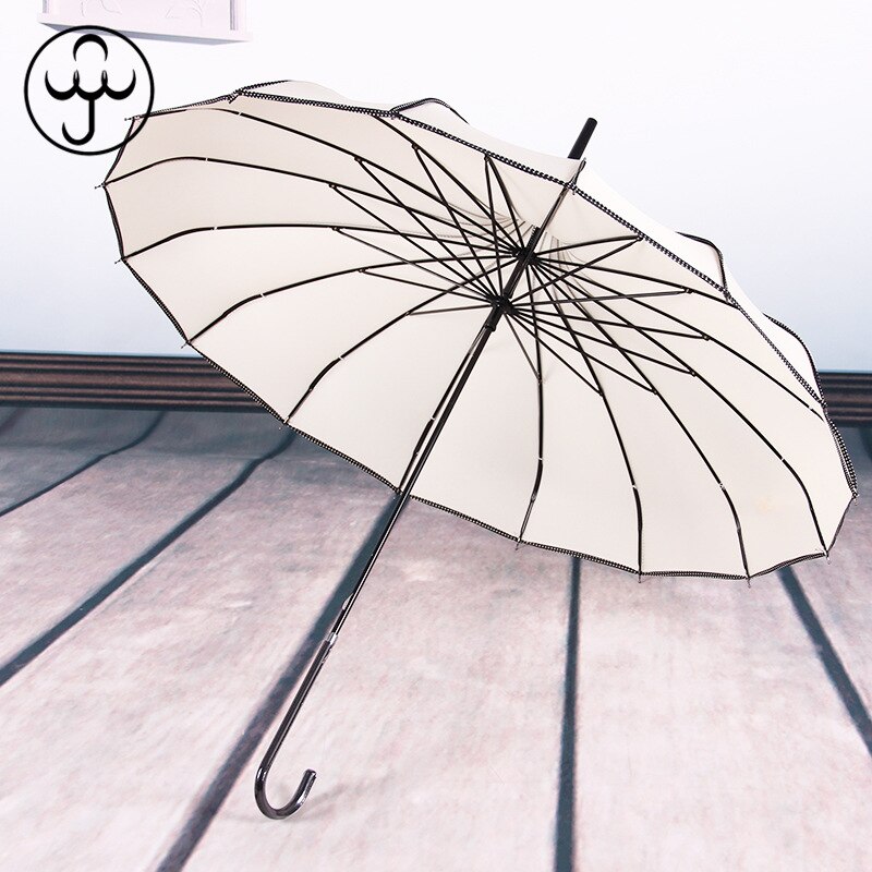 Pagode paraply single point indpakket lang skaft prinsesse solskærm frisk fotografering retro solrig paraply: Hvid