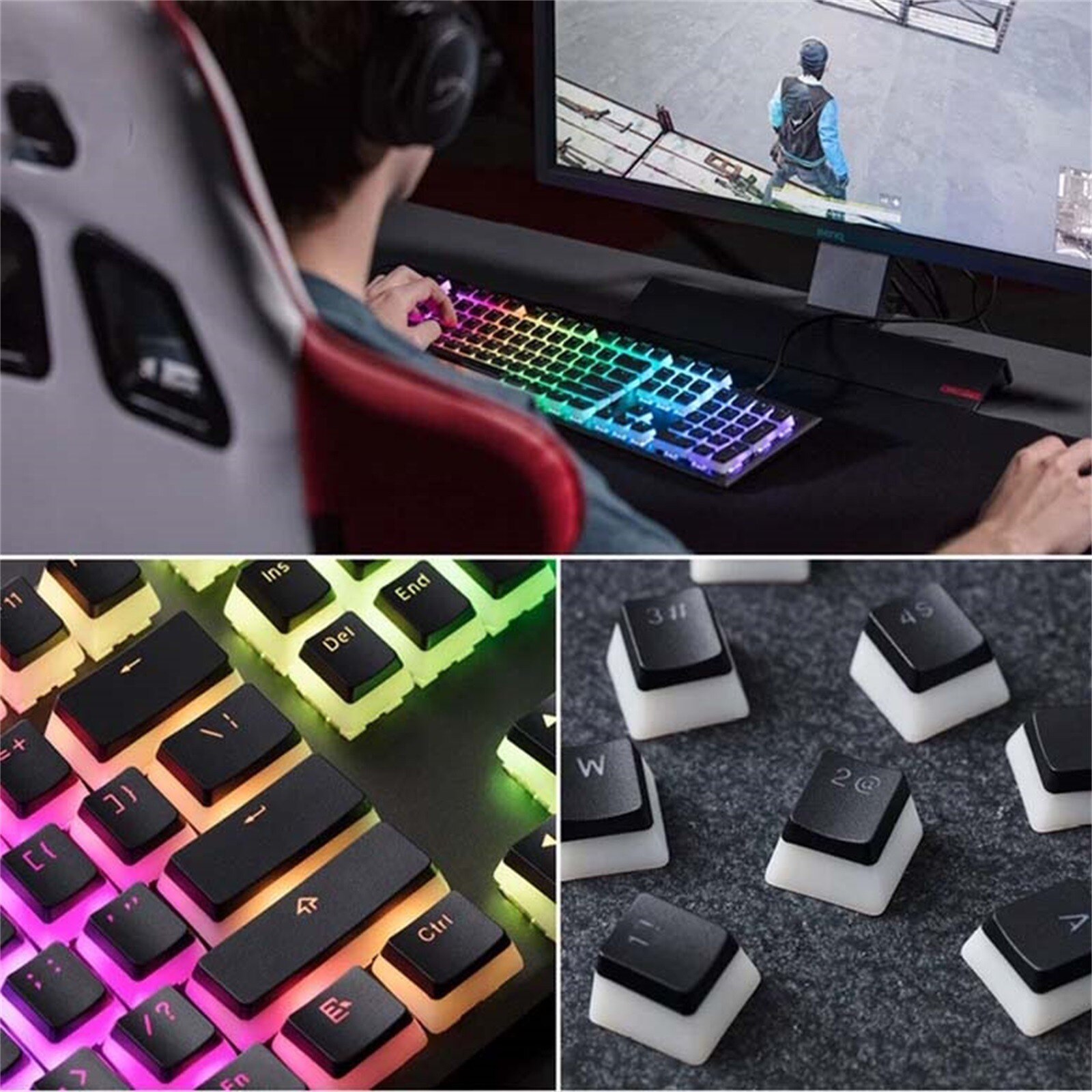 mechanical keyboard PBT translucent OEM height 104-key jelly pudding mechanical keyboard + universal keycap