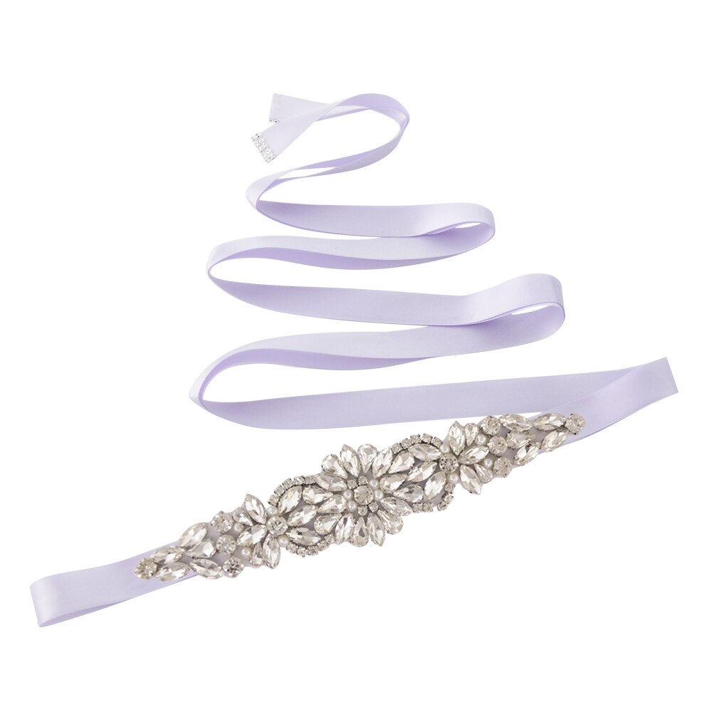 TRiXY S407 Rhinestones Belt Wedding Belt Silver Diamond Belt Crystal Bridal Belt Sash for Wedding Gown Shiny Wedding Accessories: lavender