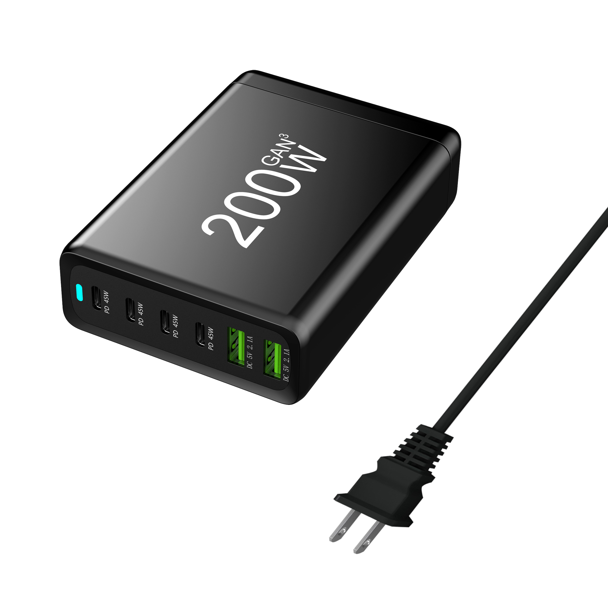 120w 200w gan oplader 6 poorten usb type c pd oplader snellader 3.0 usb type c snellader mobiele telefoon usb oplader: Rsa