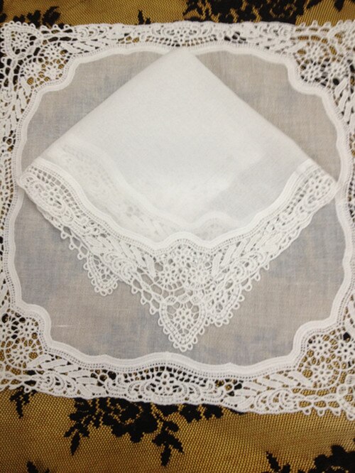 einstellen von 12 Hochzeit Braut Taschentücher Damen Baumwolle Taschentücher Häkeln Spitze Taschentuch Jahrgang Bestickt Hanky 12x12"
