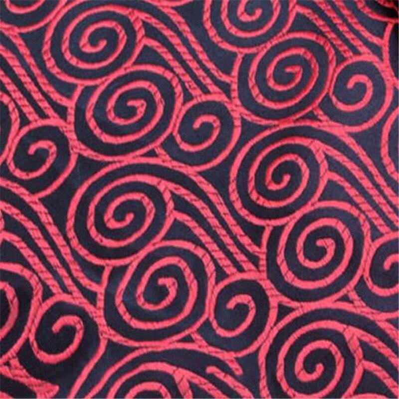 Polyester stof brokade kvalme skyer jacquard stof med heldig betydning for at lave kimono jakke: 3 sort rød