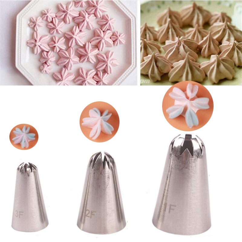 3pcs #1F#2F#3F Cherry Flower Icing Piping Nozzles Piping Tips Stainless Steel Nozzle Frosting Cake Decorating Tools Kitchen Set