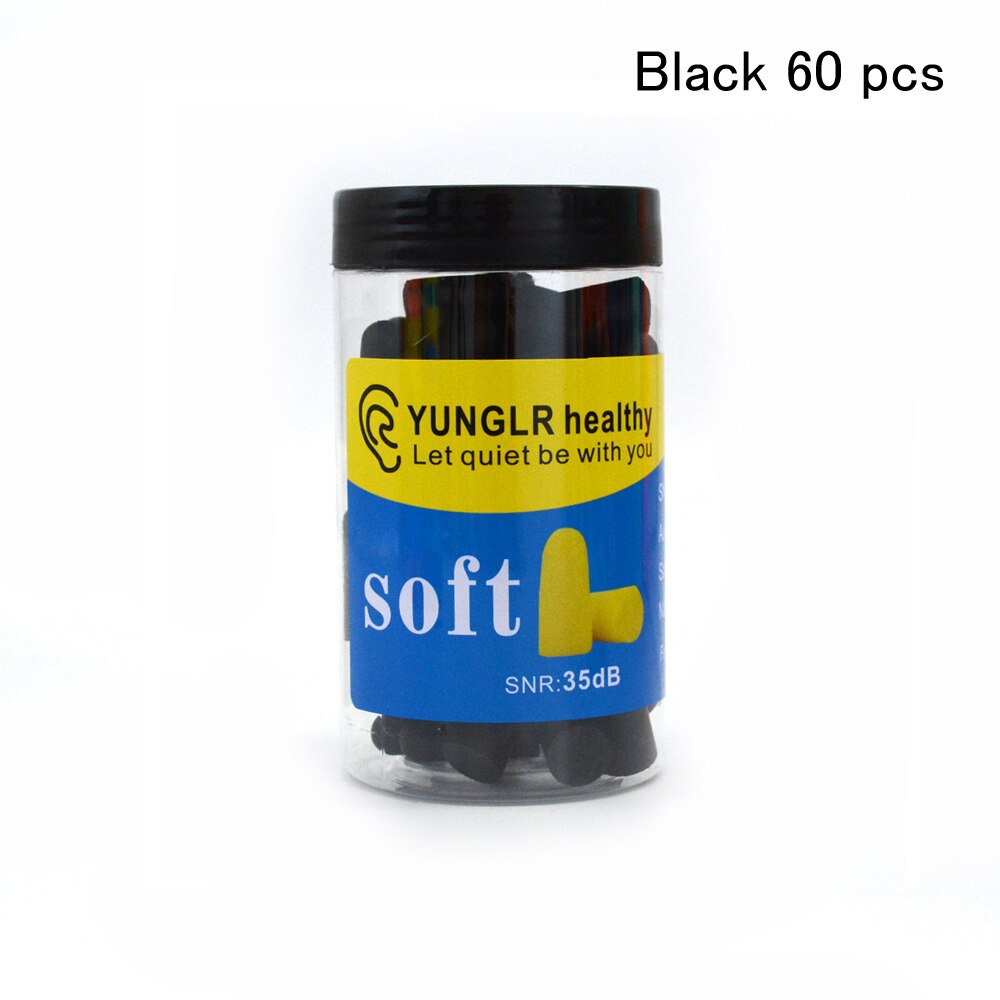 Masque de nuit pour les yeux, bouchons d&#39;oreilles, bande pour couvrir les yeux, réduction du bruit, mousse de sommeil: Black 60 pcs