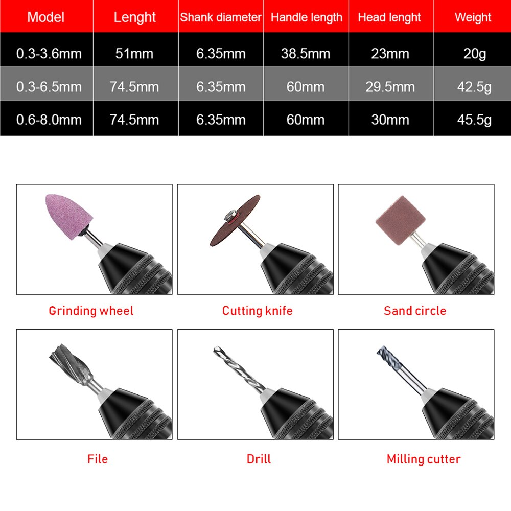 mini uchwyt wiertarski Dremel tuleja zaciskowa mini kleszczak Perforator kaseta szybki uwolnienie klucz Keyless mini grawer gdakanie