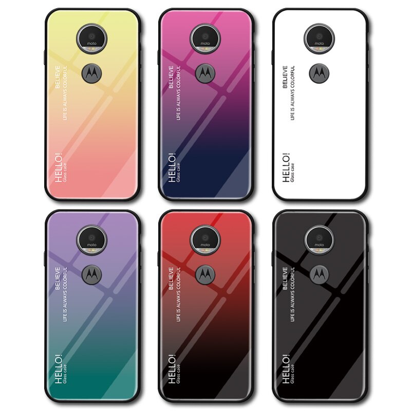 Para Motorola Moto E5 funda de lujo de cristal templado de silicona Marco de gradiente cubierta trasera protectora para Motorola Moto G6 Play