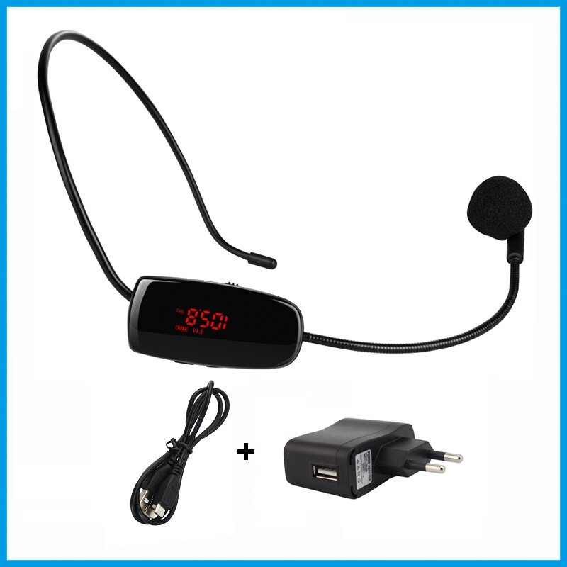 FM Wireless Microphone Power Display Headset Megaphone Radio Microphone Loudspeaker Mic for Teaching Meeting Tour Guide Lecture: Upgrade 1