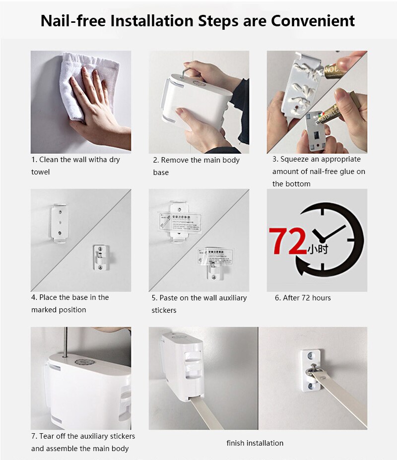 Punch-free 4.2m Telescopic Clothesline Balcony Household Clothes Rack Clothesline For Indoor Outdoor Clothes Drying Quilt Drying