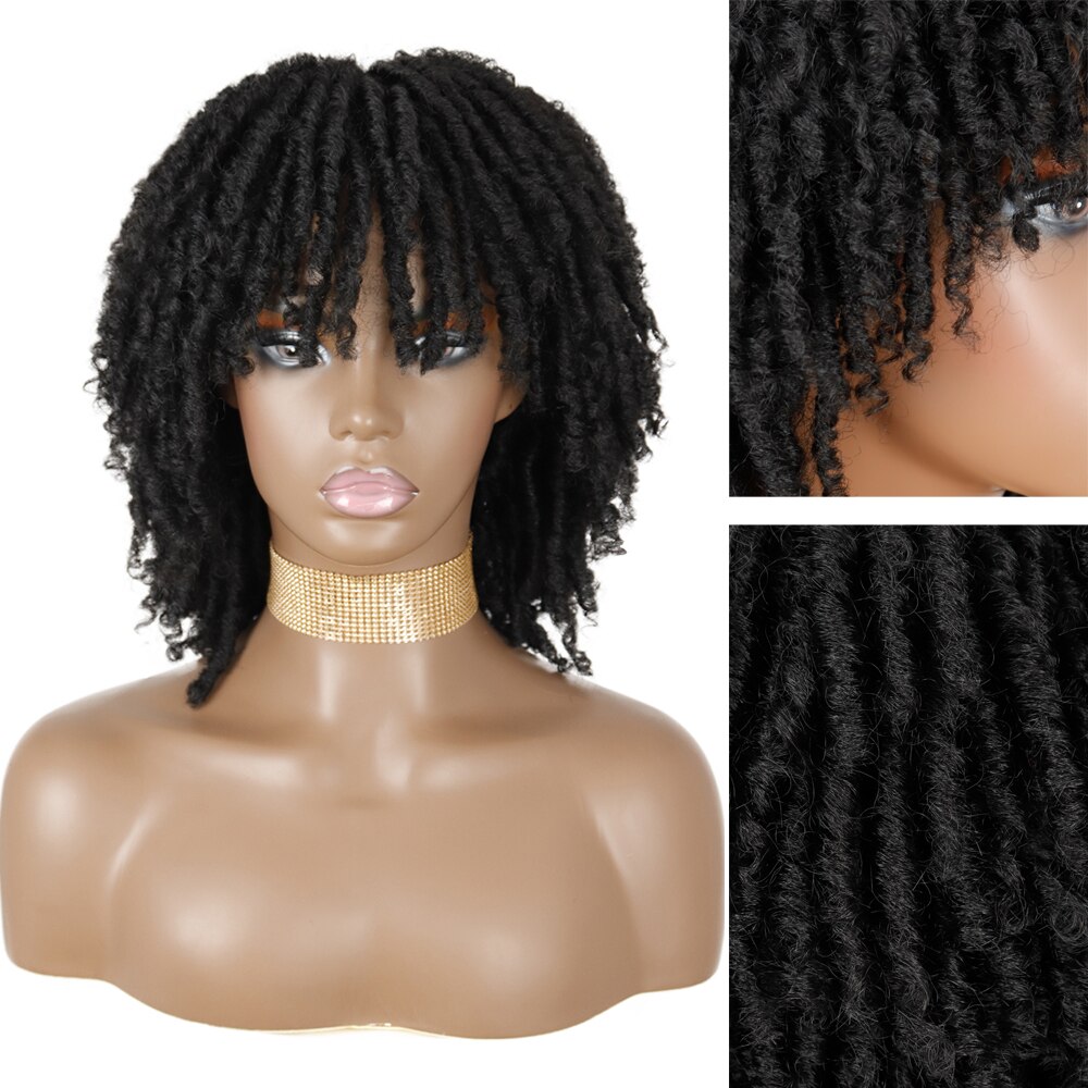 AZqueen African Curly Hair Wigs For Black Women Natural Styling Twist Braid Wigs Synthetic Black Short Dreadlock Braided Wigs
