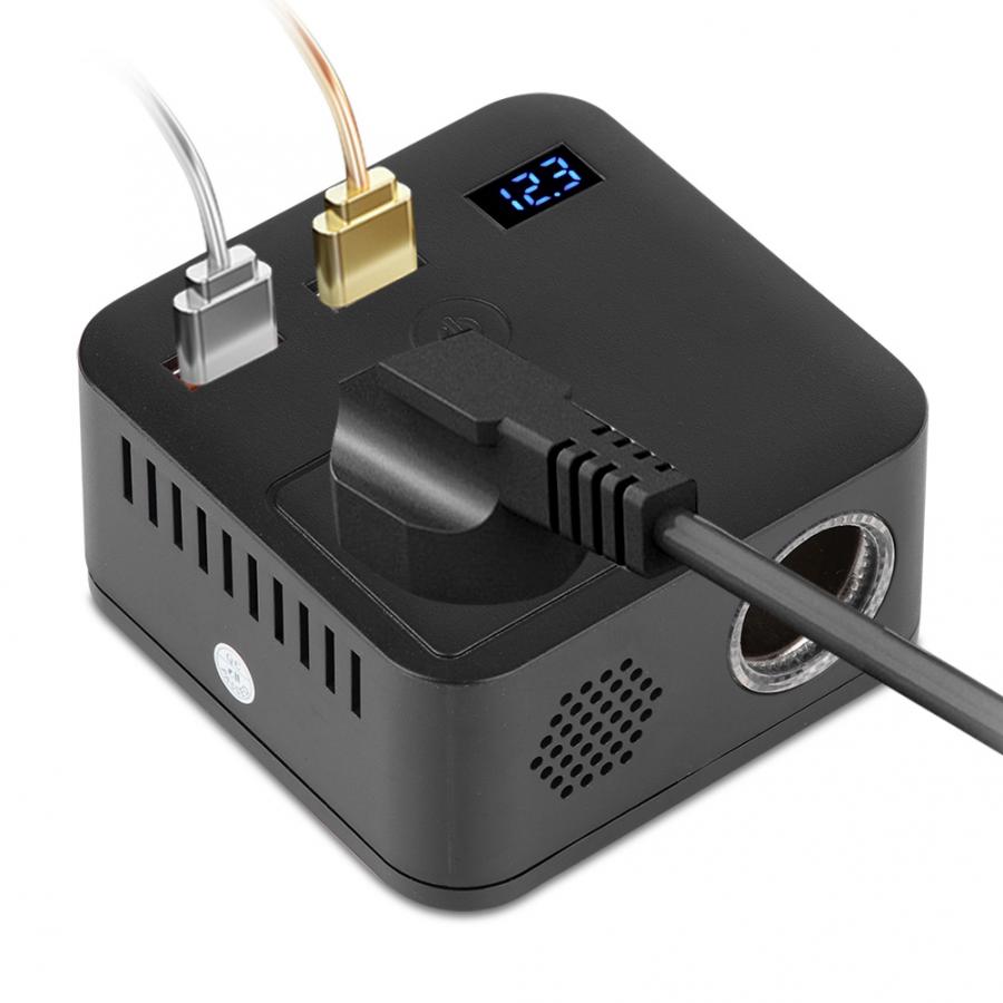 150w bil växelriktare spänning kraftomvandlare transformator  qc3.0 usb laddare 12v to 220v