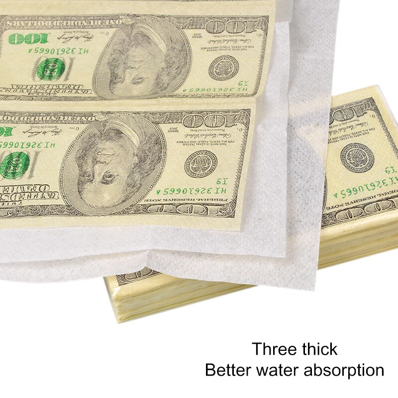 8pcs funny dollar printed paper napkins 3 layers thick paper napkins party supplies