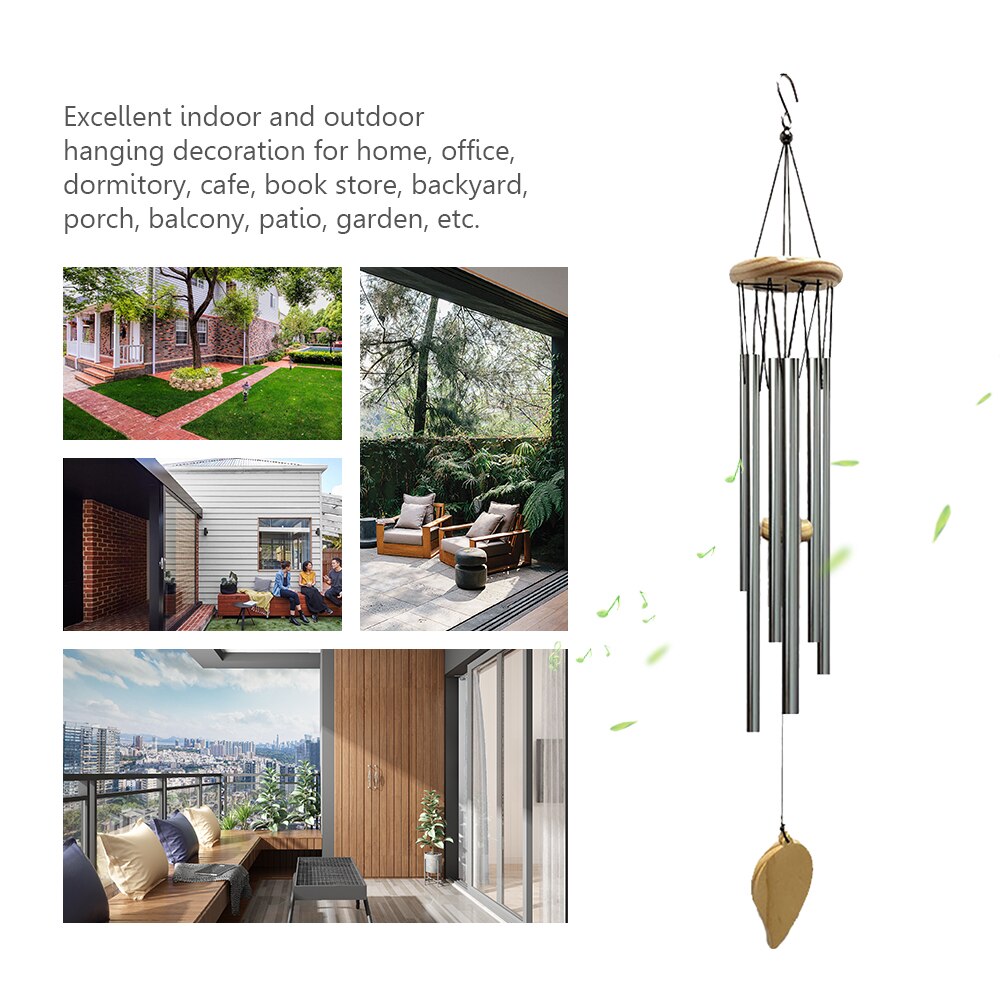Wind Chimes Aluminum Tube Chimes Simple European Style Windbells Melodious Soothing Sound for Outdoor Indoor Backyard Decoration