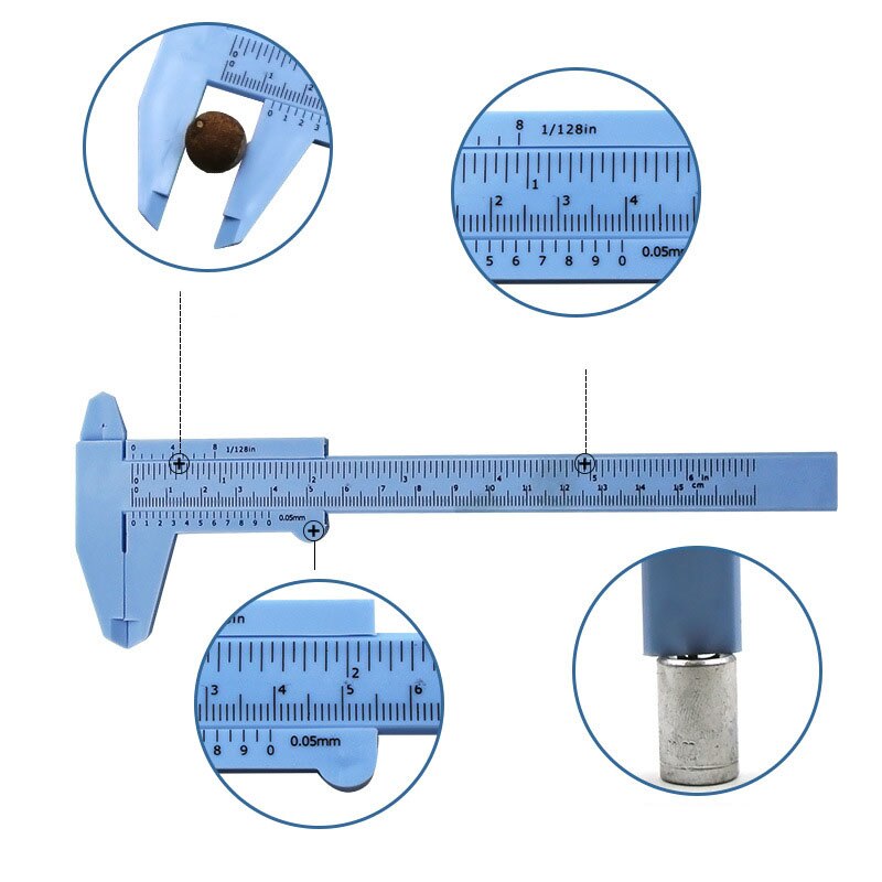1pcs 0-150mm double rule scale plastic Vernier caliper gauge Sliding Ruler Jewelry Measuring Tool
