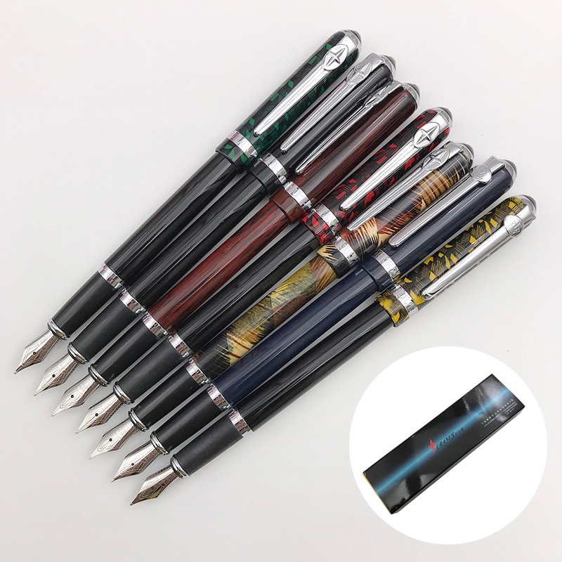 Pluma estilográfica Duke Punta fina de 0,5mm, bolígrafos de de negocios de punto de iridio metálico para hombres y mujeres con estuche de bolígrafo, 1 unidad/lote, suministros de oficina
