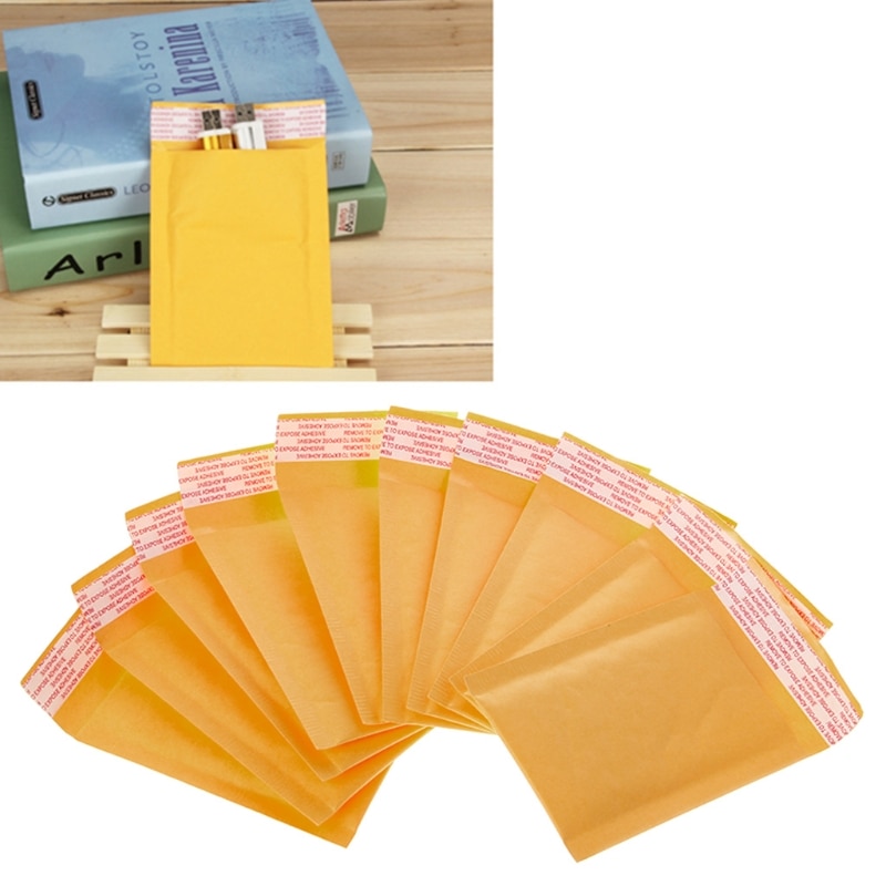 10 Stuks Kraft Bubble Mailers Geel Padded Mailing Zakken Papieren Enveloppen