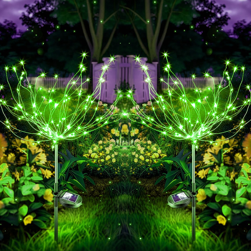 Luces solares impermeables para exteriores, decoraciones exteriores para jardín, lámpara LED de fuegos artificiales para Patio, camino, césped y balcón: green / 11-15 W