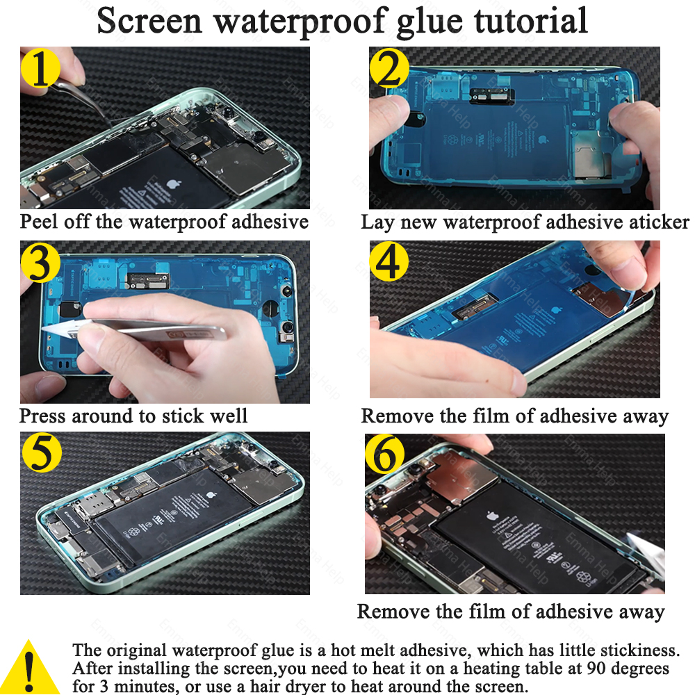 5 uds pegatina impermeable para iPhone 13 12 11 Pro Max 14Plus 3M adhesivo marco de pantalla LCD sello reparación adhesivo accesorios para iphone