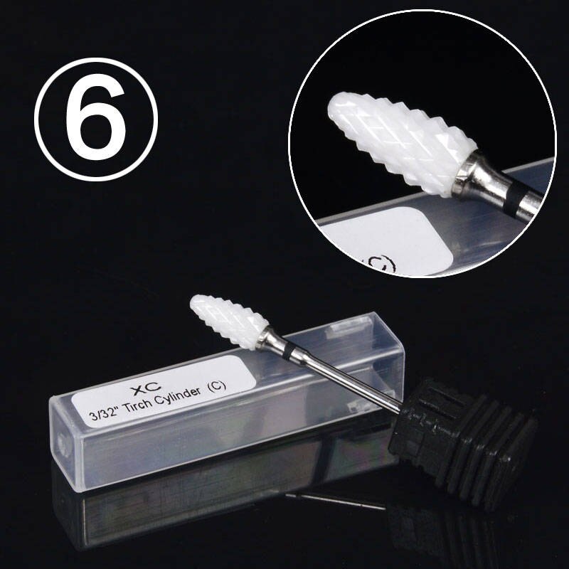 Wuf 1 Pcs Keramische Nail Boor Pedicure Machine Verwijderen Nail Eelt Bit Gereedschap Elektrische Boor 3/32 "Schacht nail Gereedschap: 6