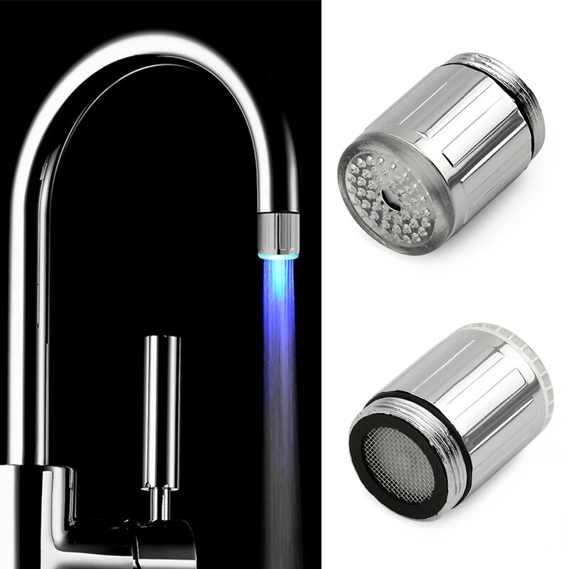 Nouvelle 7 couleurs LED robinet d'eau lumière changeante lueur pomme de douche cuisine robinet aérateurs: Faucet bubbler