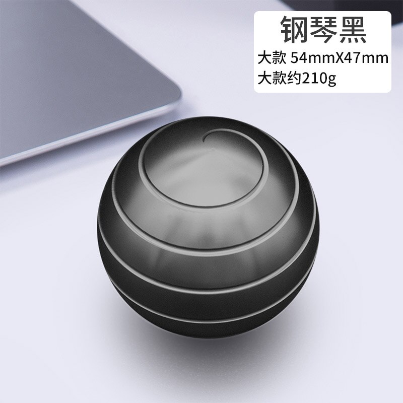 Big Size Gyroscope Desk Toy Metal Gyro Desktop Decompression Rotating Spherical Optical Illusion Flowing Finger Toy For Adult: Black L