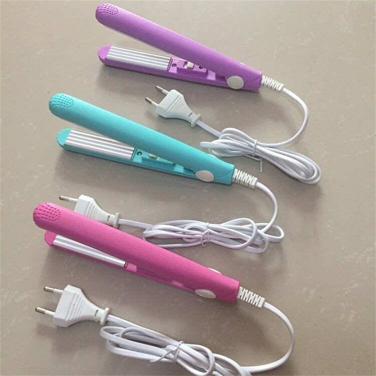 Plancha de pelo rápida de cerámica electrónica, minirizador de pelo plano portátil, rizador de pelo corrugado, EU