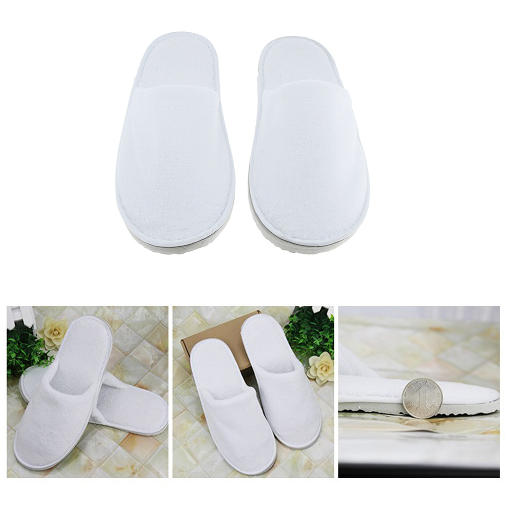 10 Pairs Disposable Slippers | One Time Closed Toe Non-Slip | for Hotel, Spa, Guest, Nail Salon Use | Made From Coral Fleece