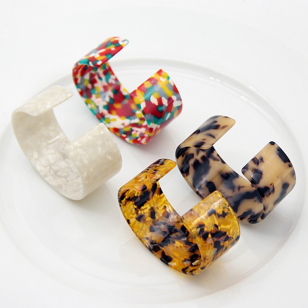 ZA – Bracelet en acrylique pour femmes, , bohème, léopard, résine, manchette ouverte, Punk, bijoux, , nouvelle ,
