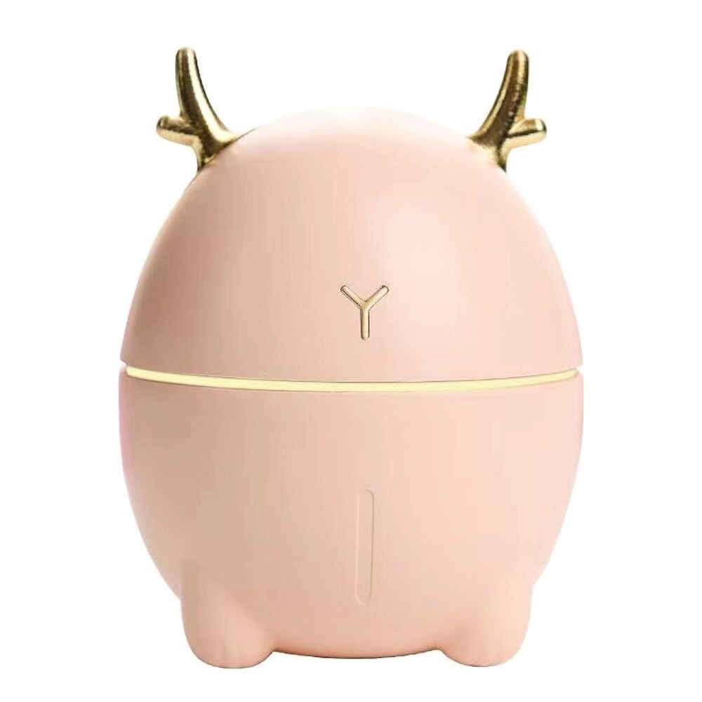 USB Mini Air Humidifier for HomeUltrasonic Air Humidifier Aroma Essential Oil Diffuser for Car Mist Maker Diffusers Air Fresher: 200ml Pink Deer