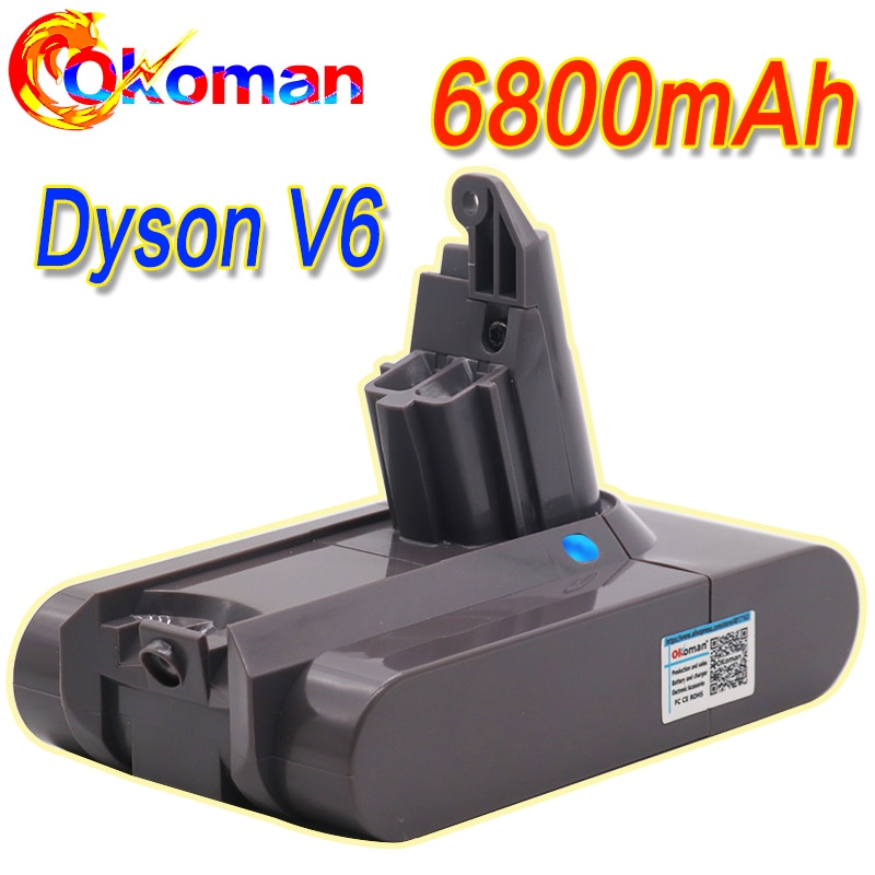 6800mAh 21.6V 12.8Ah Li-ion Battery for Dyson V6 DC58 DC59 DC61 DC62 DC74 SV09 SV07 SV03 965874-02 Vacuum Cleaner Battery