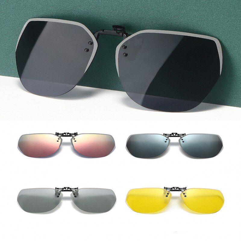 Gafas de sol polarizadas sin montura para hombre y mujer, lentes de sol polarizadas con Clip, estilo Retro, a la