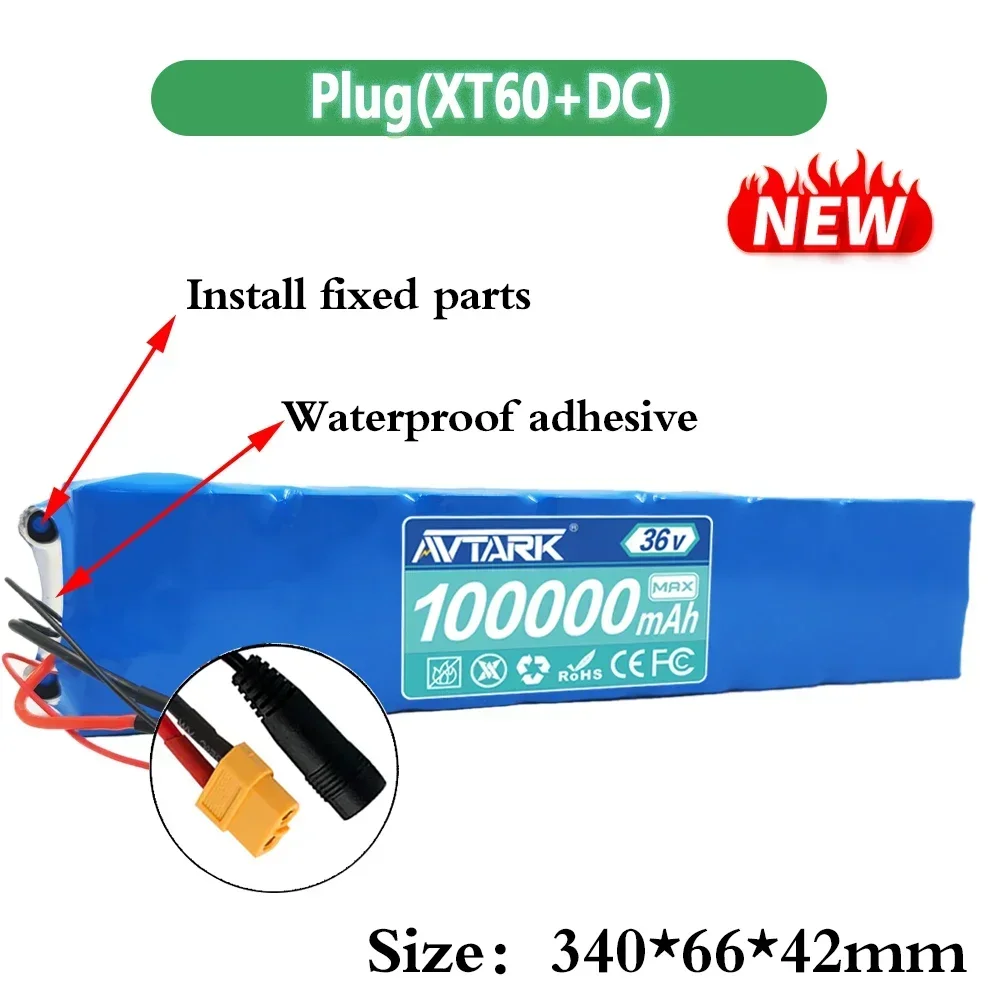 Original 10S3P 36V 100000mAh 36v Electric Scooter Battery Pack 18650 Lithium M365 Electric Scooter 36v Battery Scooter: Red