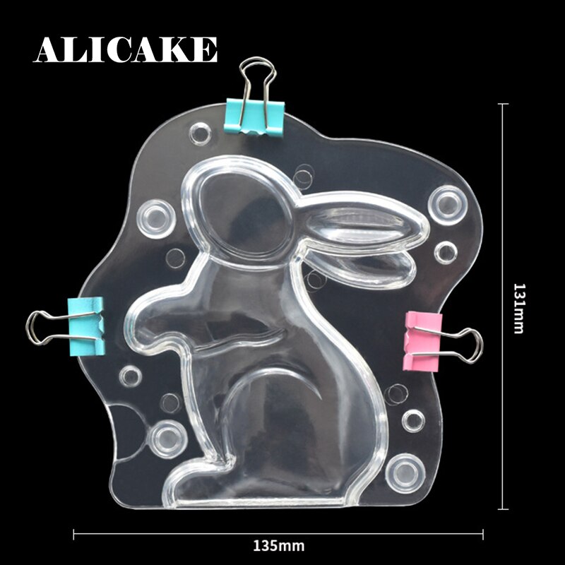 3D Polycarbonaat Chocolade Mallen Happy Easter Egg Konijn Chocolade Mallen Plastic Bakken Gebak Bakkerij Festival Bakvormen Gereedschap: Rabbit