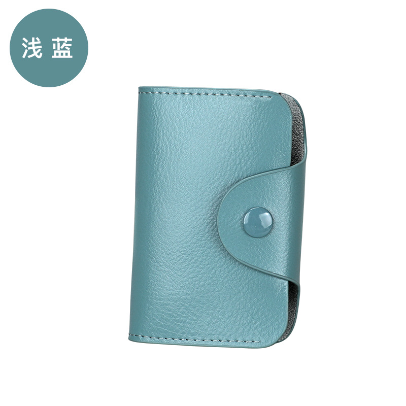 Portatarjetas de cuero genuino Unisex portatarjetas DE CRÉDITO Cartera de tarjeta de crédito de Banco tarjetero de mujer portatarjetas porte carte: Light blue