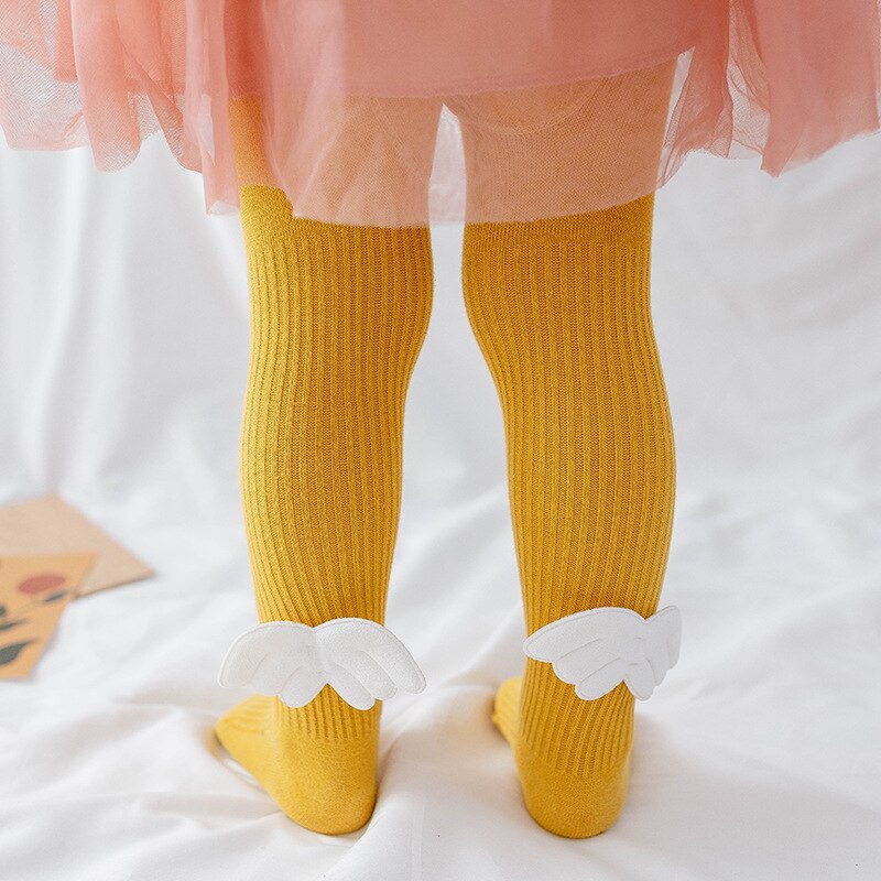 Cute Angel Wings Baby Tigths Toddler Kids Soft Cotton Tights Autumn Winter Warm Stockings Solid Color Girls Pantyhose
