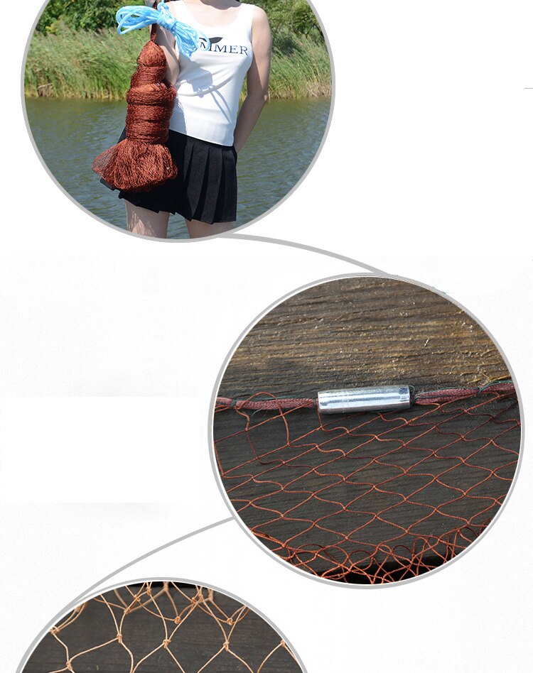 Casting Net High Strength American Fishing Nets Length 2.5M Outdoor Hand Throw Fly Cast Network Small Mesh With Sinker