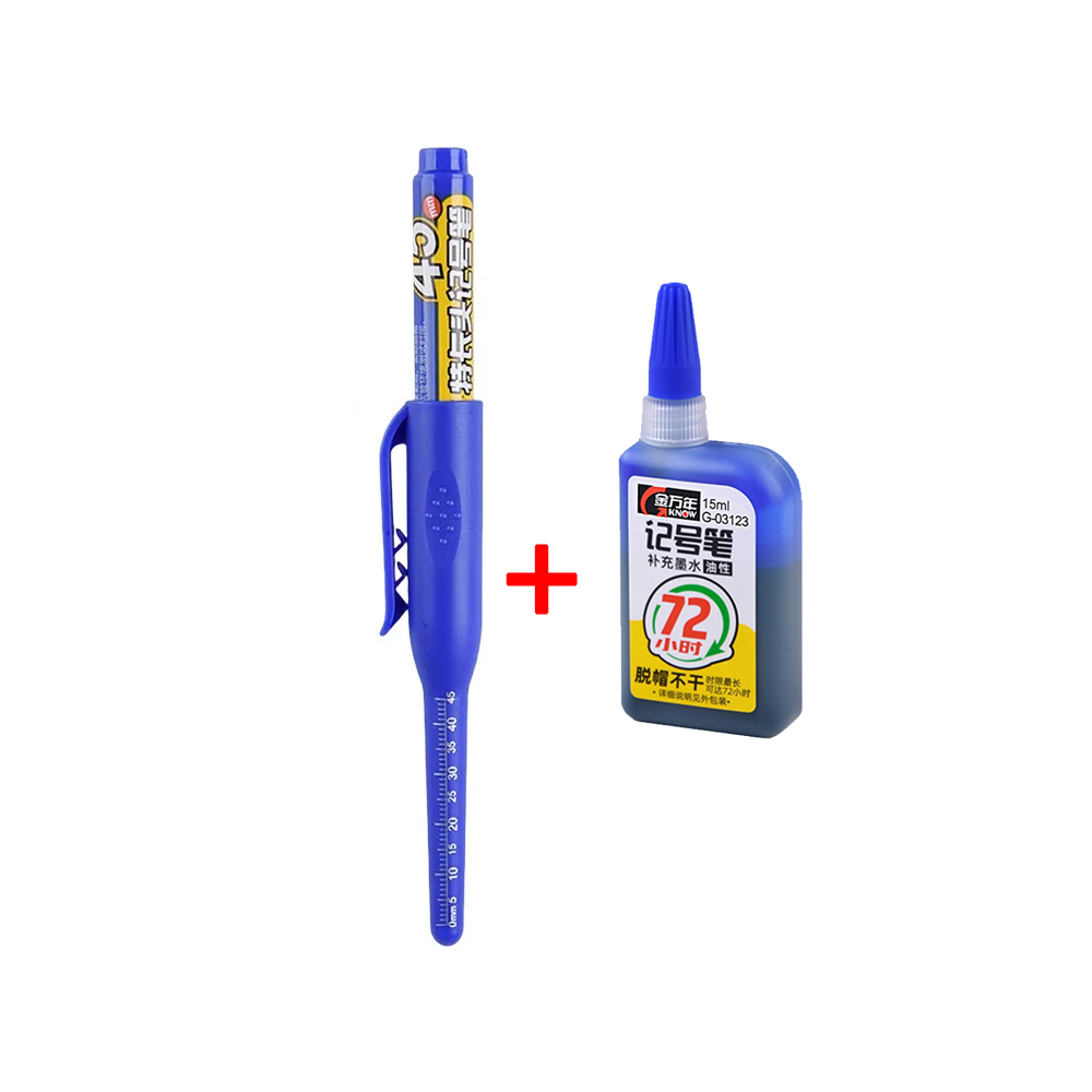 45mm dyphull-tusjpenner med lang spiss, snekkerpenn, svart/blått/rødt blekk, vanntett for måling av trebearbeidingsverktøy: Mørk grå