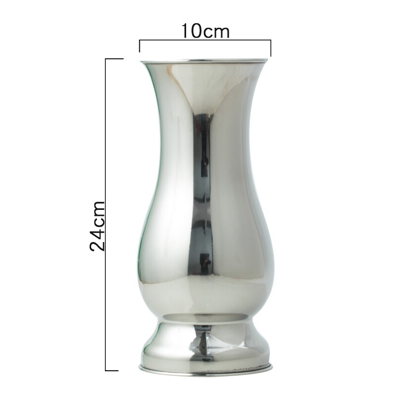 Chinese Stijl tafelblad Vazen Moderne Minimalistische Mode Ornamenten Ambachten Decoratieve Roestvrij Staal Vaas metalen Vazen: 3.9inch Silver