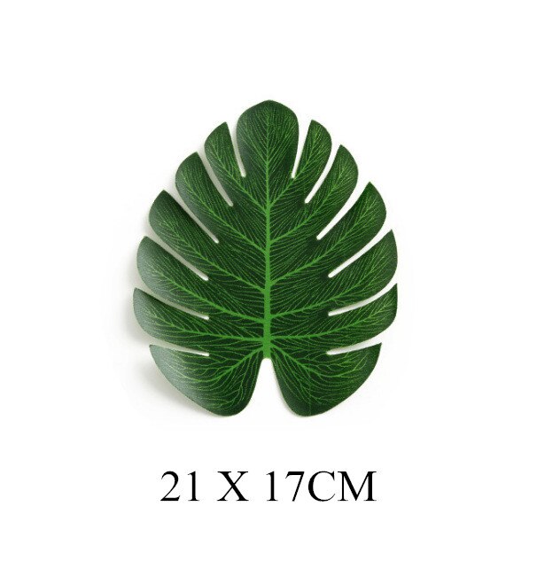 12pcs Green Artificial Tropical Palm Tree Monstera Leaves Wedding Home Garden Office Bedroom Decoration Photography Background: 21cm