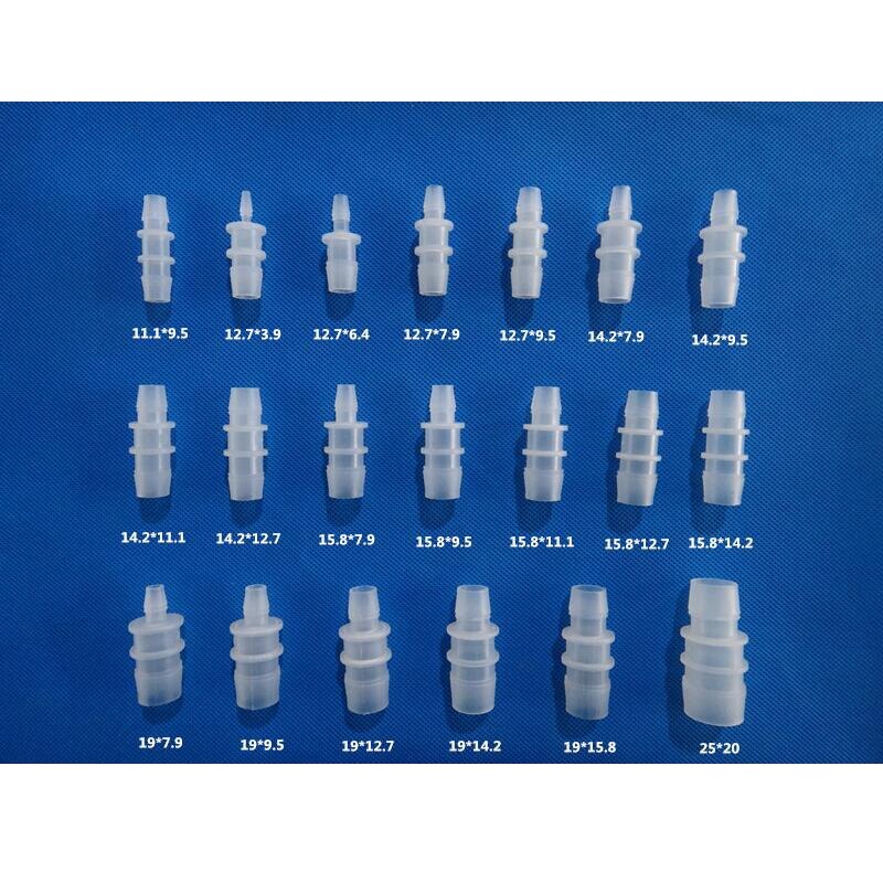 Plastic Pipe Fitting Small Size Pagoda Barb Coupling Reducing Straight Fish Tank PP Insert Hose Connector for Home Garden