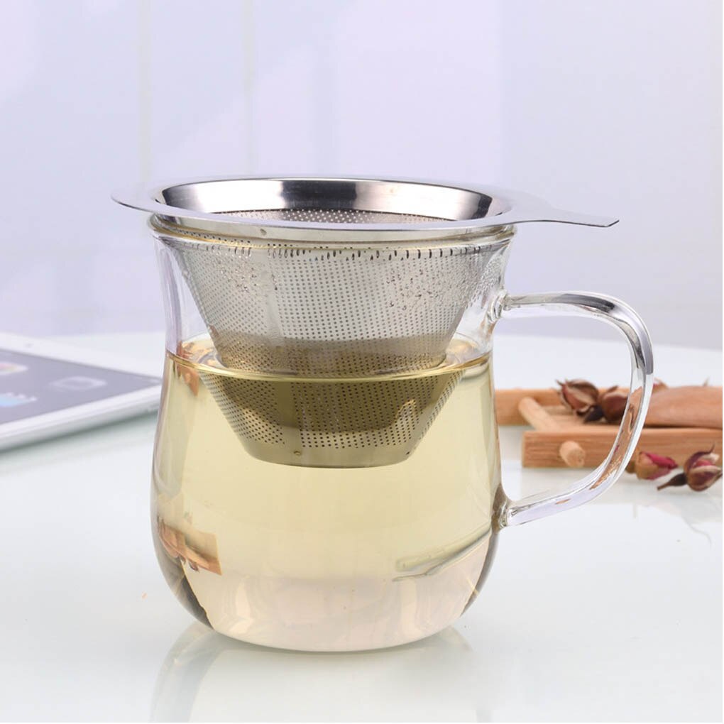 Double Handles Tea Infuser with Lid Stainless Steel Fine Mesh Coffee Filter Teapot Cup Hanging Loose Leaf Tea Strainer