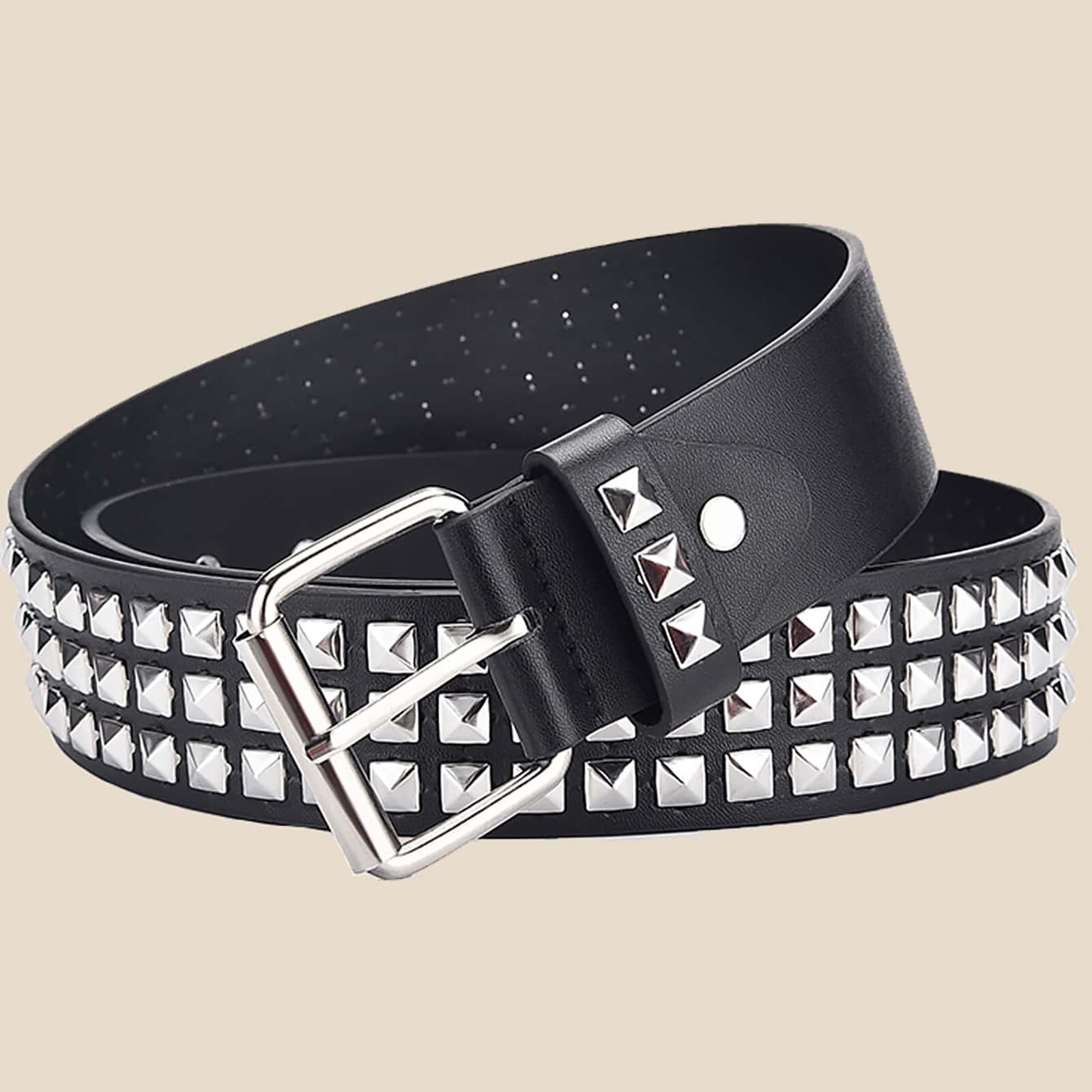 Square Bead Rivet Belt Metal Pyramid Belt Men and Women Punk Hardware Jeans Belt Y2K Belt Belt Women's Belt