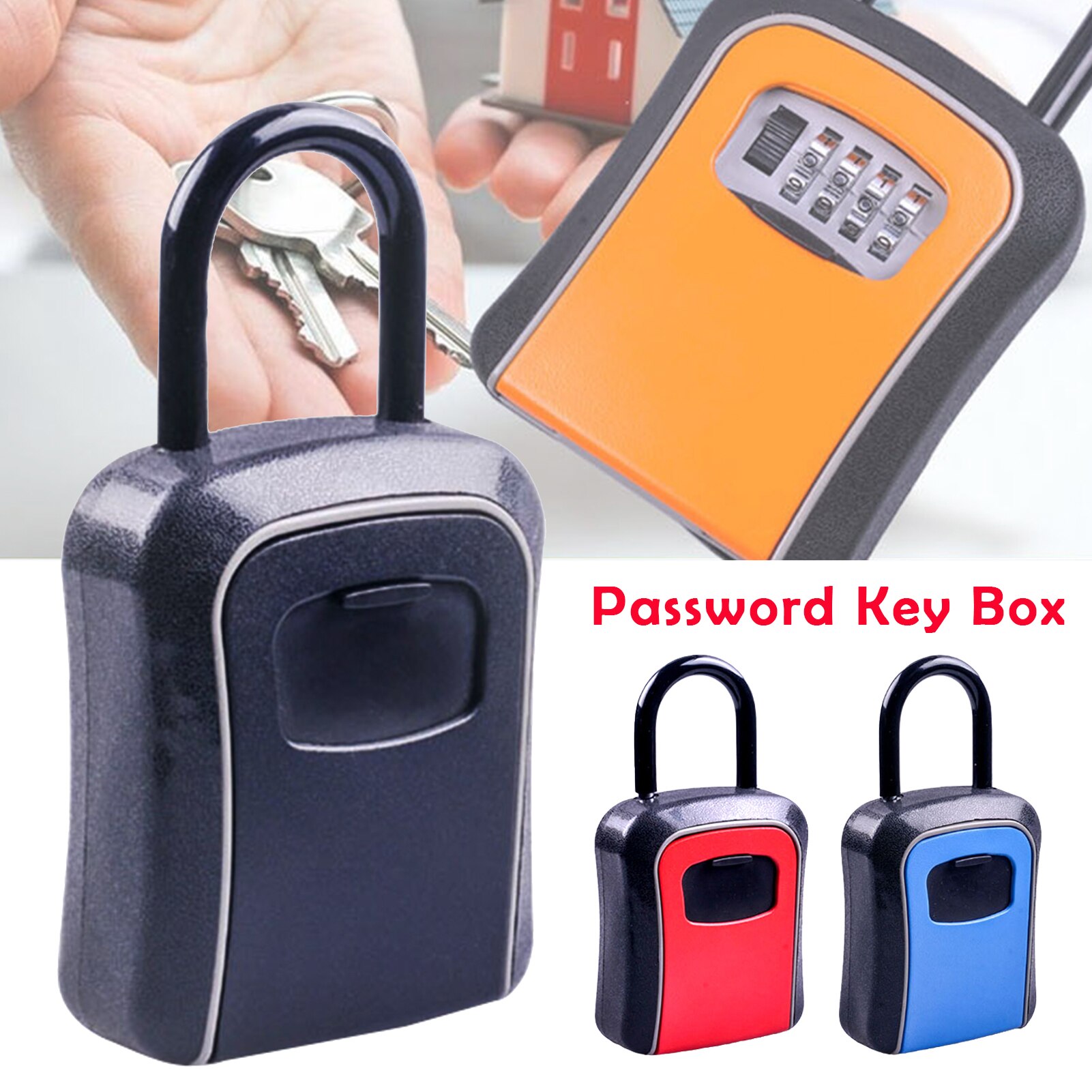 Sleutel Opslag Lock Box Met Dust Cover Aluminium 4-Digit Combinatie Hangslot Case Lockbox Sleutel Kluis Draagbare opslag